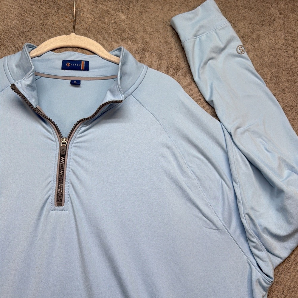 Stitch Golf Men's Performance 1/4 Zip Pullover Light Blue‎ Activewear XL